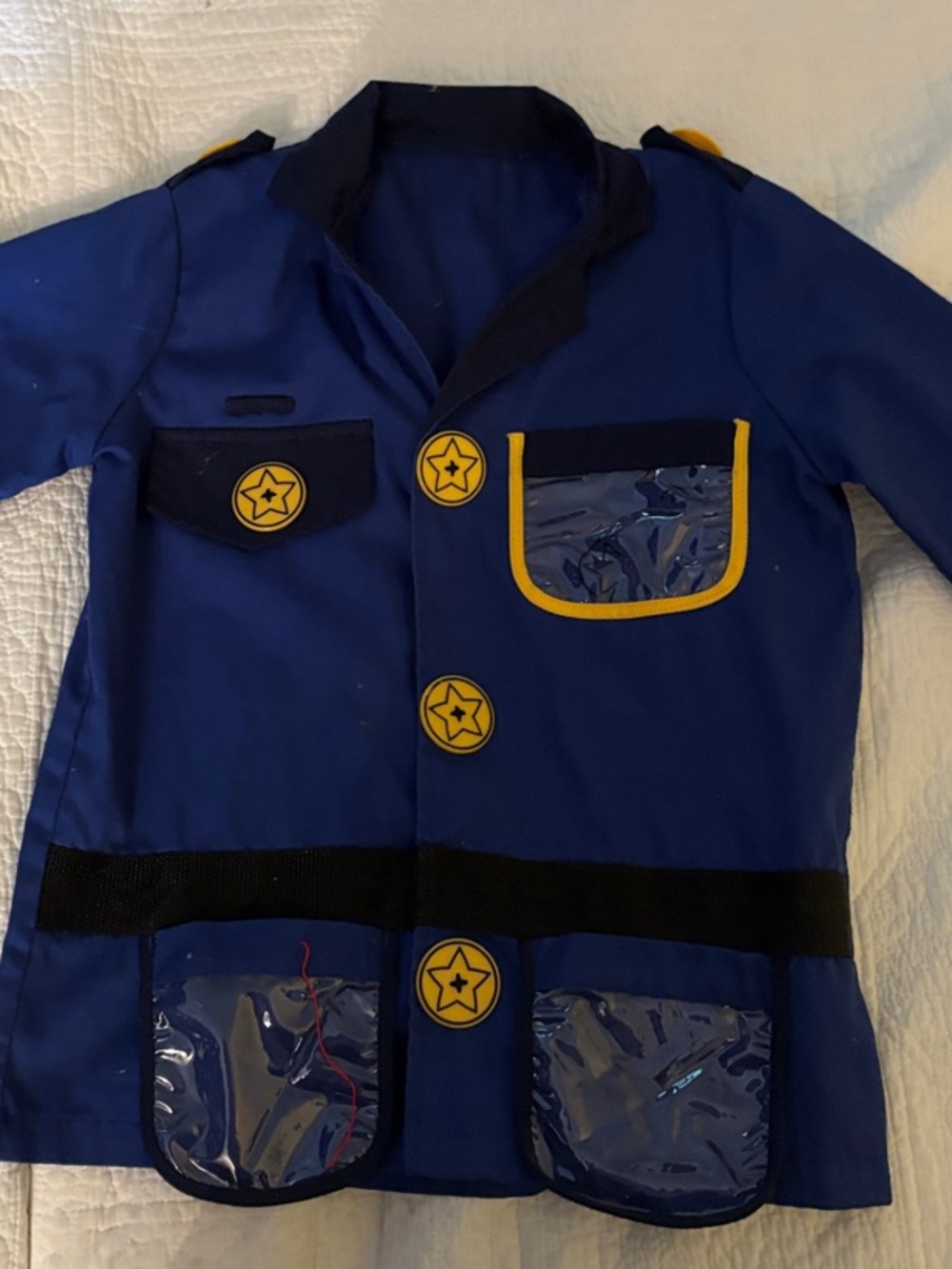 Police Kids Blue Jacket with Yellow Trim and Star Buttons